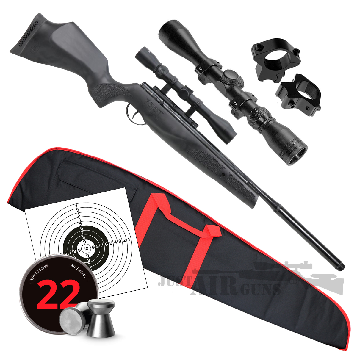 BSA Lightning XL SE Black GRT .22 Air Rifle Bundle Set Just Air Guns