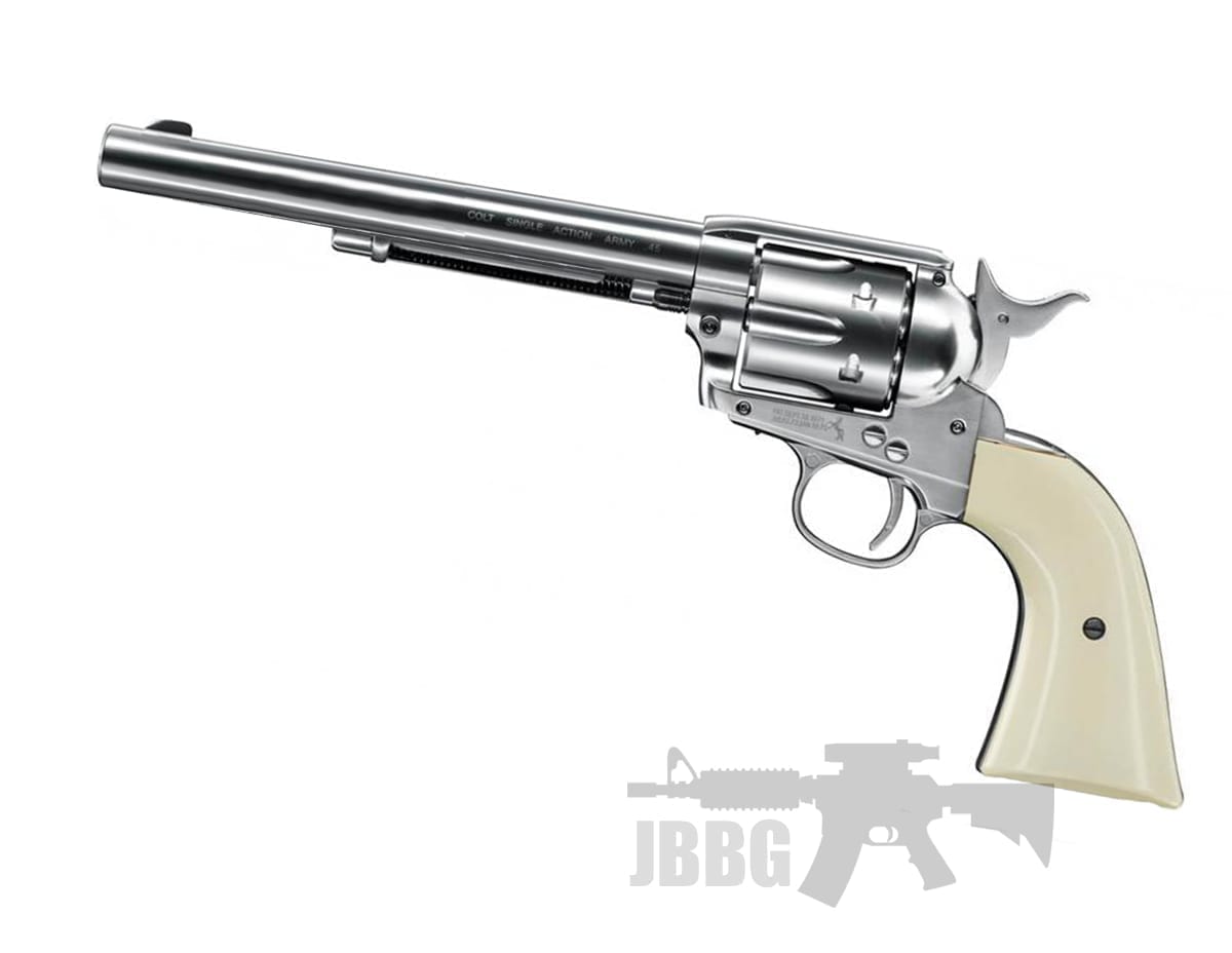 Colt SAA .45 CO2 Nickel Pearl EXT Revolver 4.5 - Just Air Guns