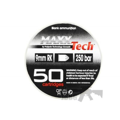 Maxx Tech 9mm Extra Loud 250 Bar 50 Cartridges