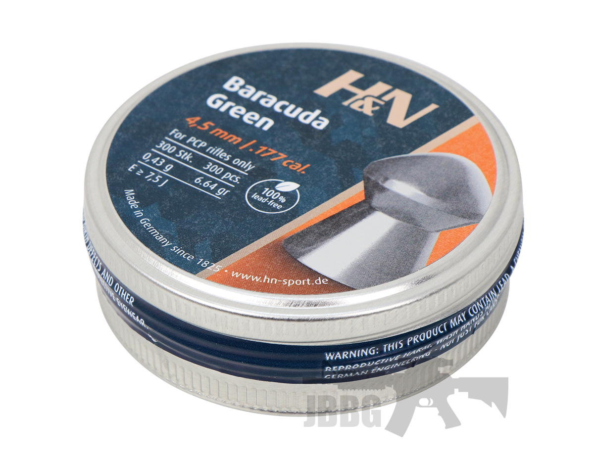 H&N Baracuda Green .177 300ct Pellets Just Air Guns