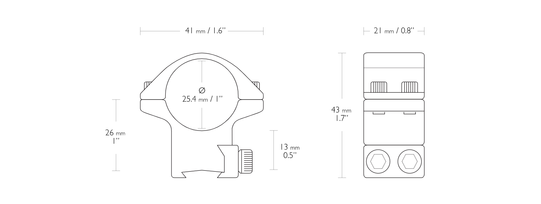 MATCH MOUNT 1″ (2 PIECE 9-11MM MEDIUM)