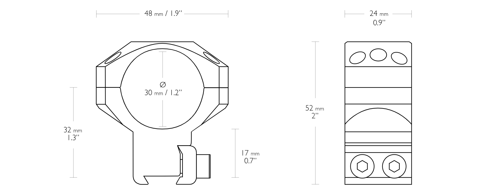 TACTICAL RING MOUNTS 30MM (2 PIECE 9-11MM HIGH)