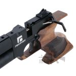 Reximex Mito PCP Air Pistol – Synthetic Black – Wood Grip 1