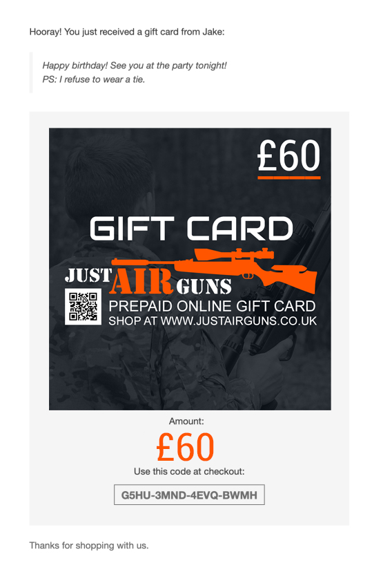 GIFT CARD AIRGUNS UK 1