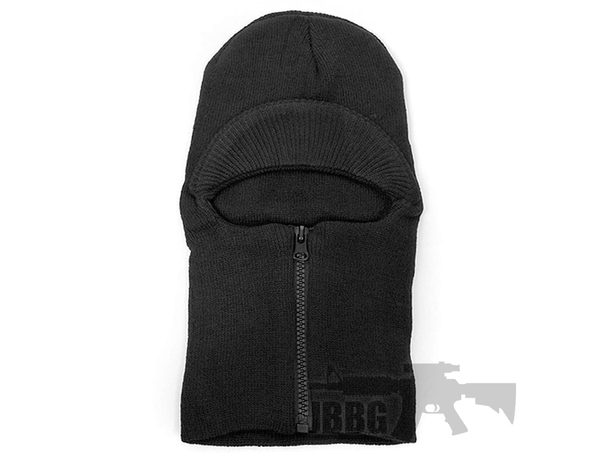 Zip Up Peak Balaclava Black - Just Air Guns