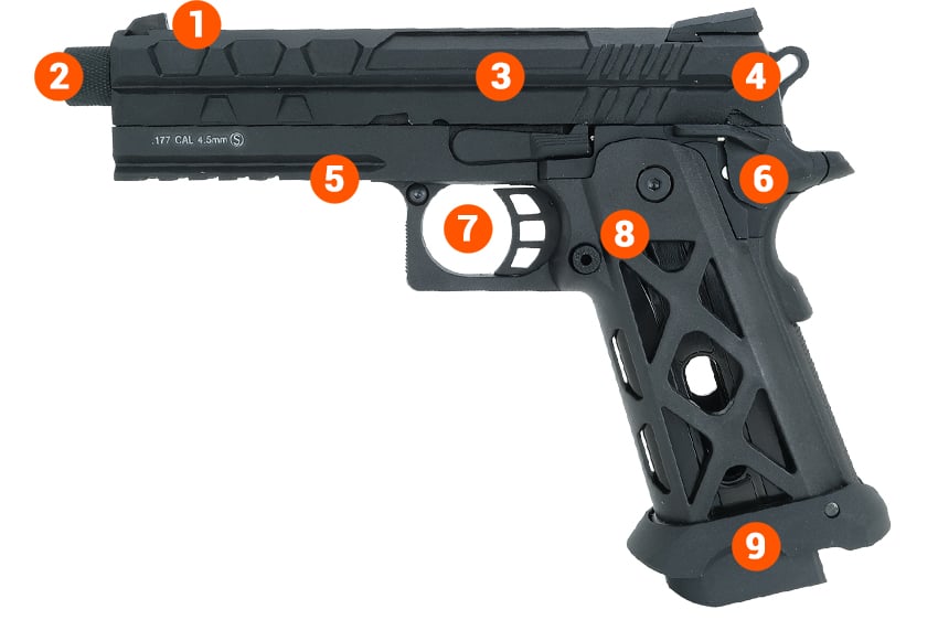 Tartarus MKII Hi Capa Co2 Blowback Air Pistol KL info 1