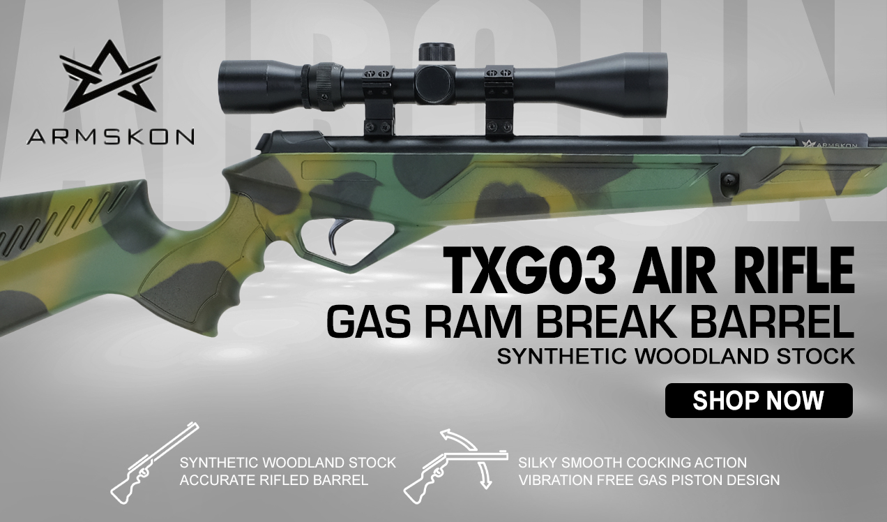 TXG03 Gas Ram Break Barrel Air Rifle with Synthetic Woodland Stock UK