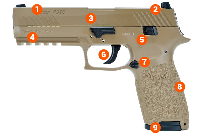 sig p320 tan air pistol info