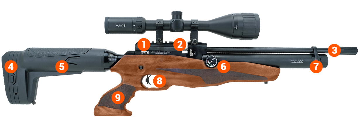 Reximex Myth PCP Air Rifle Walnut Stock MYTHW 11