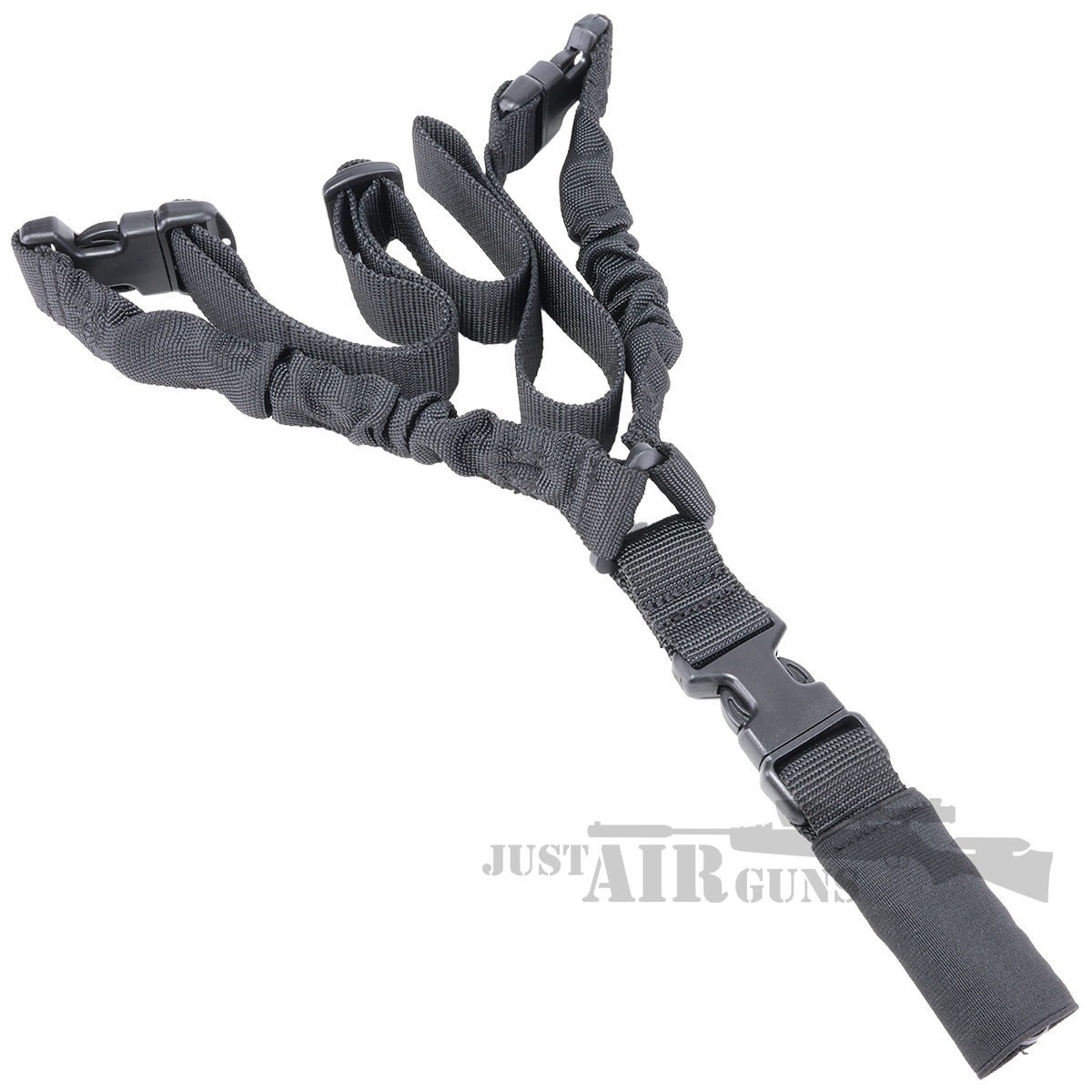 Tactical Single Point Bungee Rifle Sling - Adjustable Black Strap For Quick Weapon Access