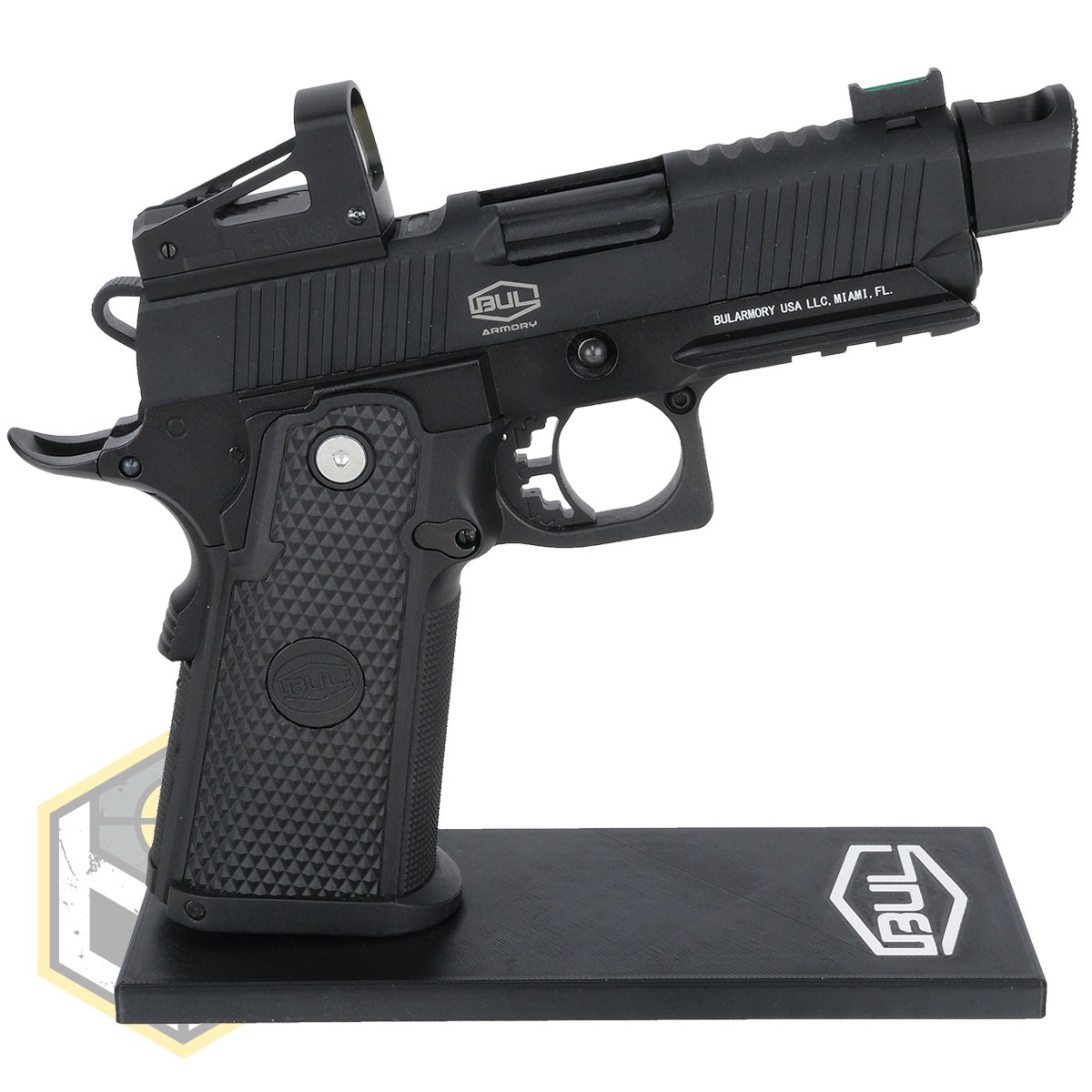 Bull pistol stand with logo 6 jpg