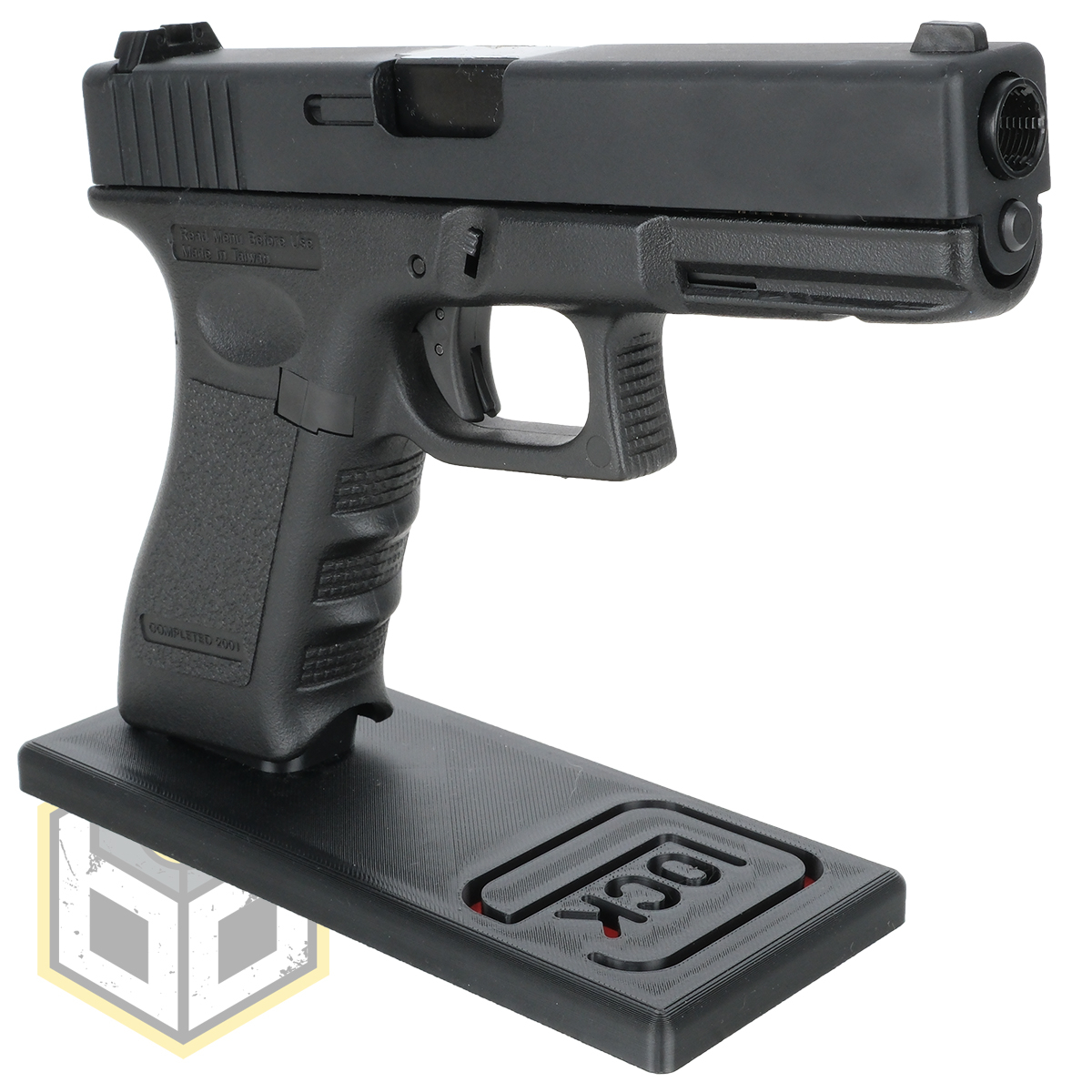 Glock Pistol Stand with Red Logo 6 jpg