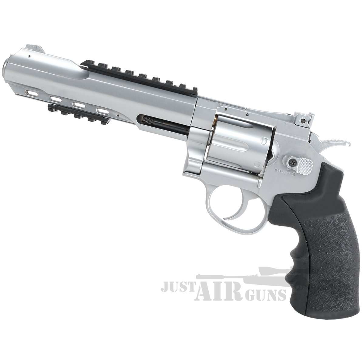 Super Hawk CO2 Airgun Revolver 6 Shooter Brushed Stainless Steel
