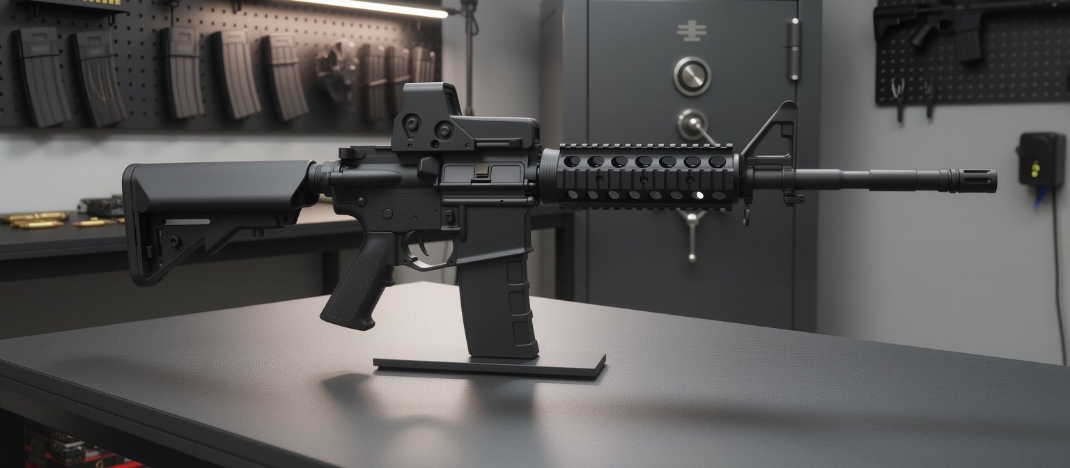 M4 M16 Rifle Display Stand Mag Well Style with Glass Base