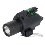 Tactical LED Flashlight with Green Laser Sight and Quick Relies Picatinny Rail Mount