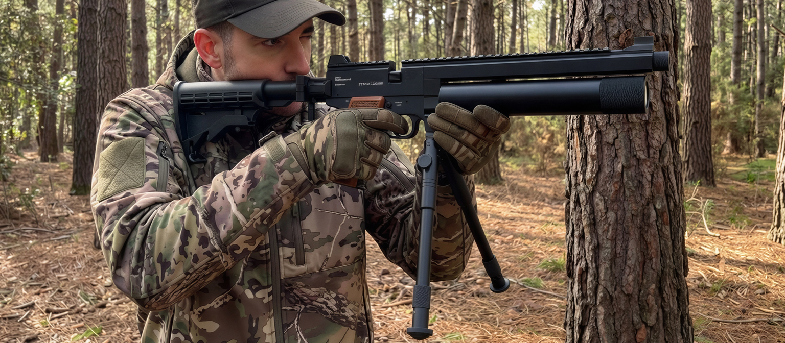 Nova Vista Cobra Regulated PCP Air Pistol with AR Stock and Bipod