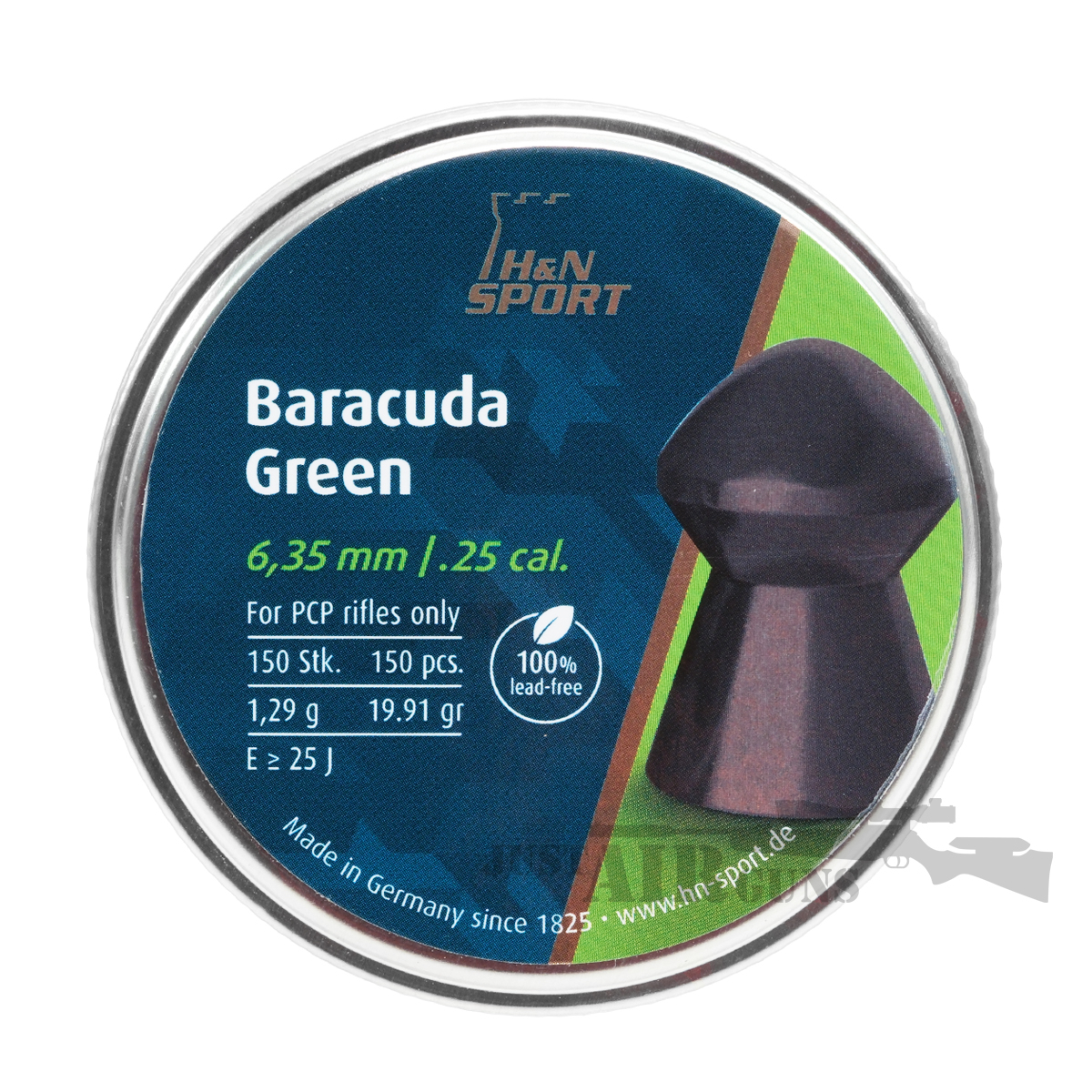H&N Baracuda Green .25 150ct Airgun Pellets